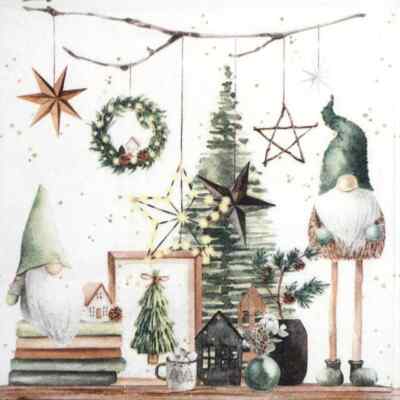 4x einzelne Papierservietten für Decoupage und Party - Noel au Naturel