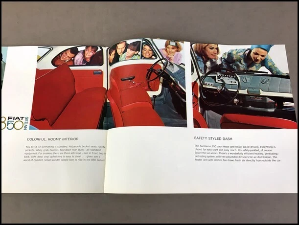 1968 Fiat 850 Sedan Vintage Original Car Sales Brochure Folder - English Foto 3 de 4