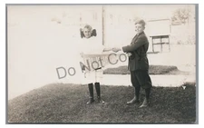 RPPC 2 Kids Children with DUNNING Pennant High School? Real Photo Postcard