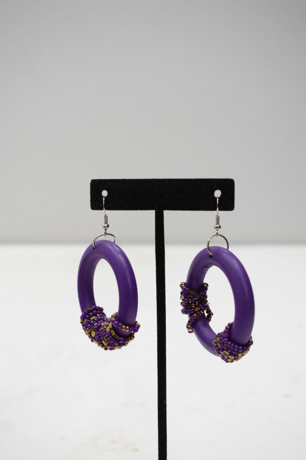 Purple Beaded Hoop Earrings for Stylish Women