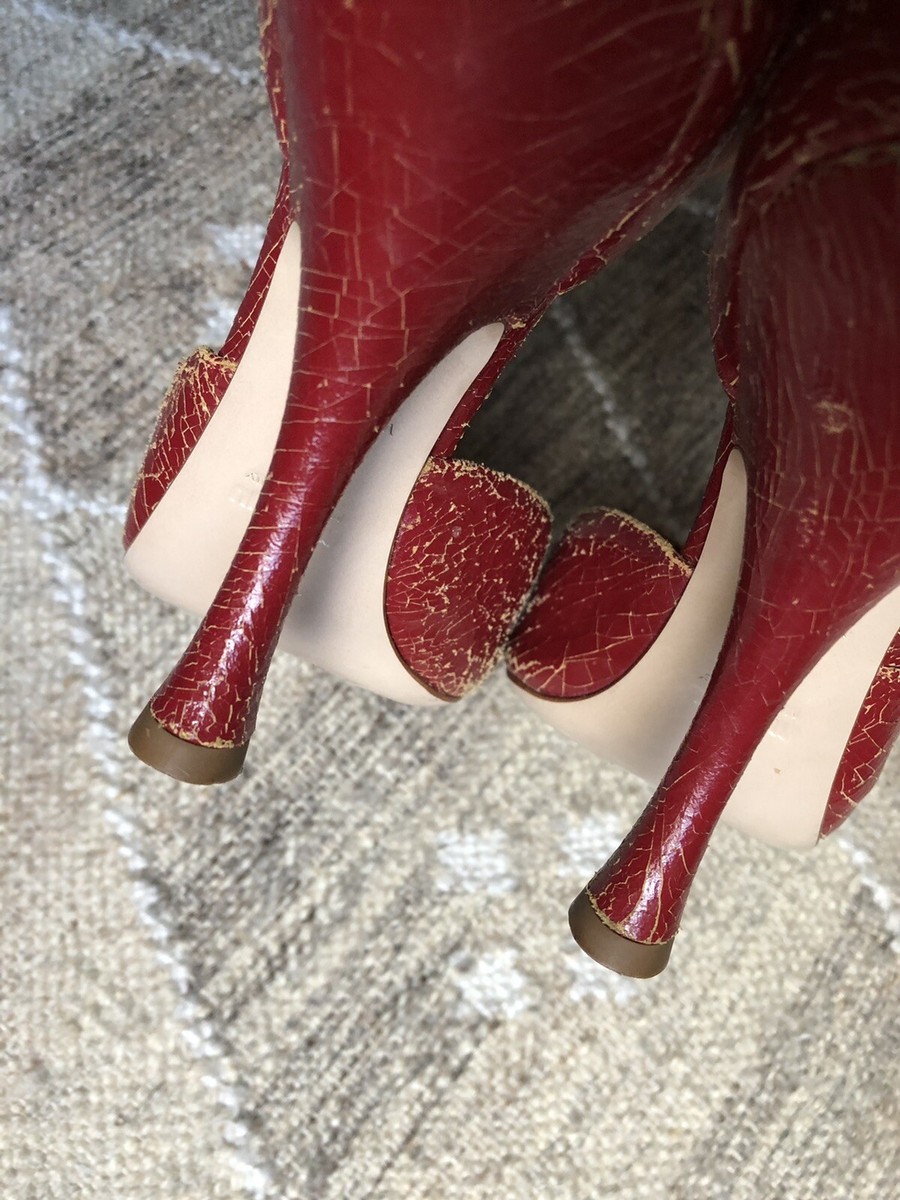 MIU MIU バーガンディ ハイヒール Miu Miu Red Crackled Leather d'Orsay Pumps 38 | eBay