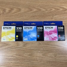 Epson Cyan, Yellow  Magenta Standard Capacity Cartridge Ink 220 Durabrite OEM