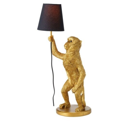 Standing Gold Monkey Table Lamp material wood