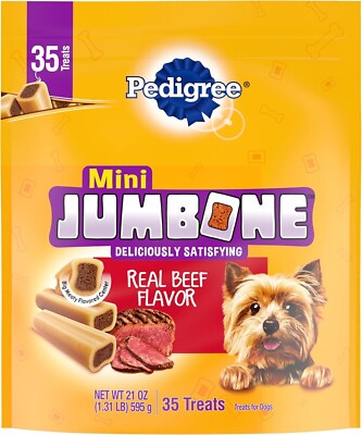Pedigree Mini Jumbone Small Dog Treats Real Beef Flavor, 21 Oz. Pack 35 Treats
