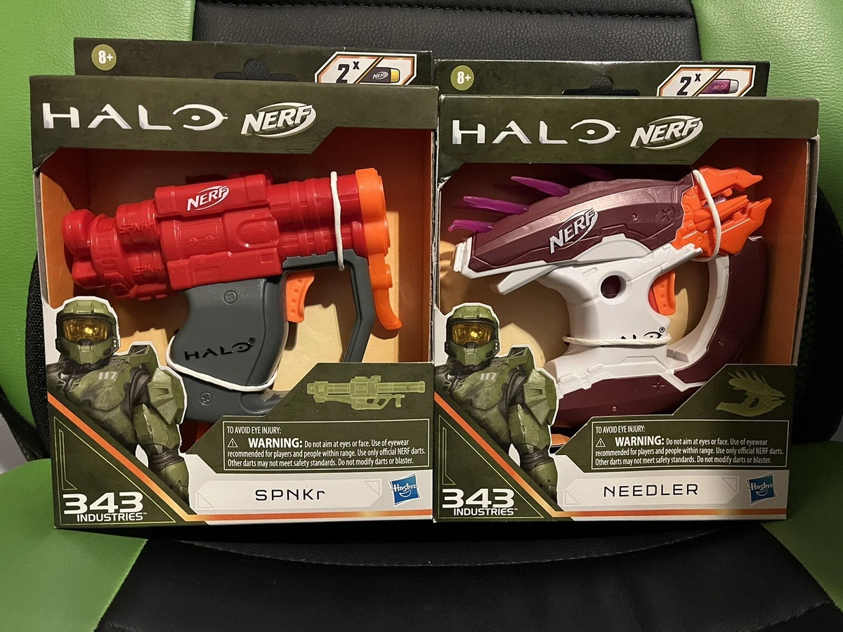 Nerf MicroShots Halo Needler & SPNKr - LOT OF 2 Blaster Guns W/Darts - BOTH  NEW