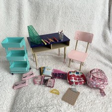 Our Generation School Desk Rolling Cart Chair With Accessories For 18 Doll