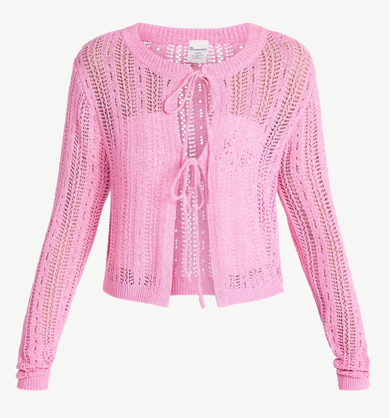 Women's Front Tie Cardigan Size M (8-10) Long Sleeve Pink No Boundaries