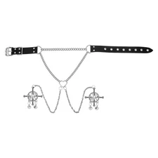 BDSM Nipple Clamps with Collar and Chain  Adjustable Non Piercing Piercing