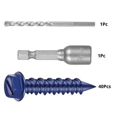 40 Pcs Concrete Fasteners M6.5x32mm Carbon Steel Screws for Brick and Block