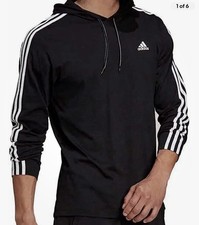 NWT adidas Men s Aeroready 3-Stripes Light Weight TShirt Pullover Hoodie Medium