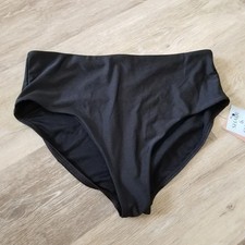 NWT Shade  Shore Black High Waist Full Seat Coverage Swim Bottom Size Large