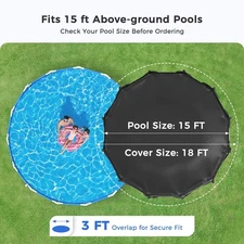 Black Round Pool Cover Winter Swimming Pool Cover for 15 FT Above Ground Pool #