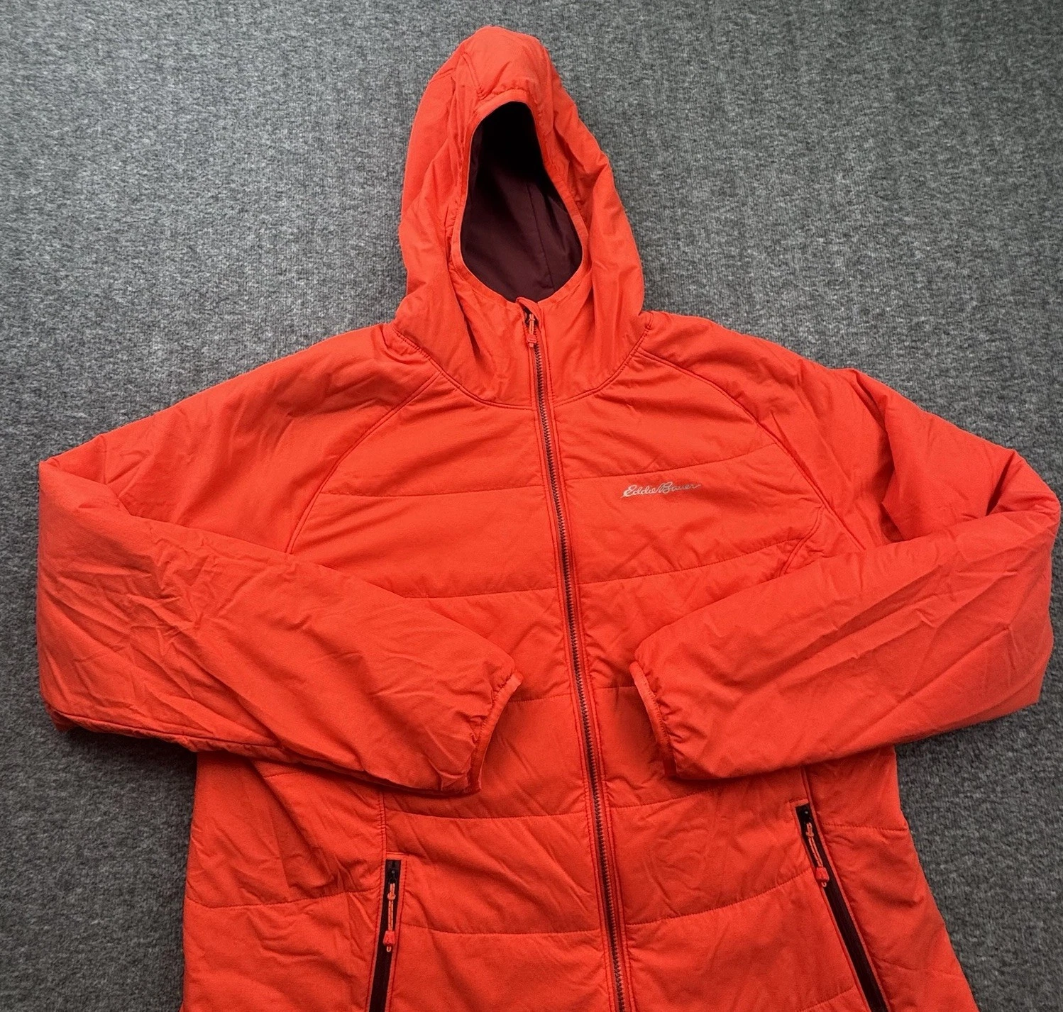 Eddie Bauer First Ascent Jacket Womens Sz 2XL Red Hooded PrimaLoft Puffer Zip
