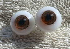 IMSCO Paperweight Glass Doll Eyes 16mm BROWN - NOS