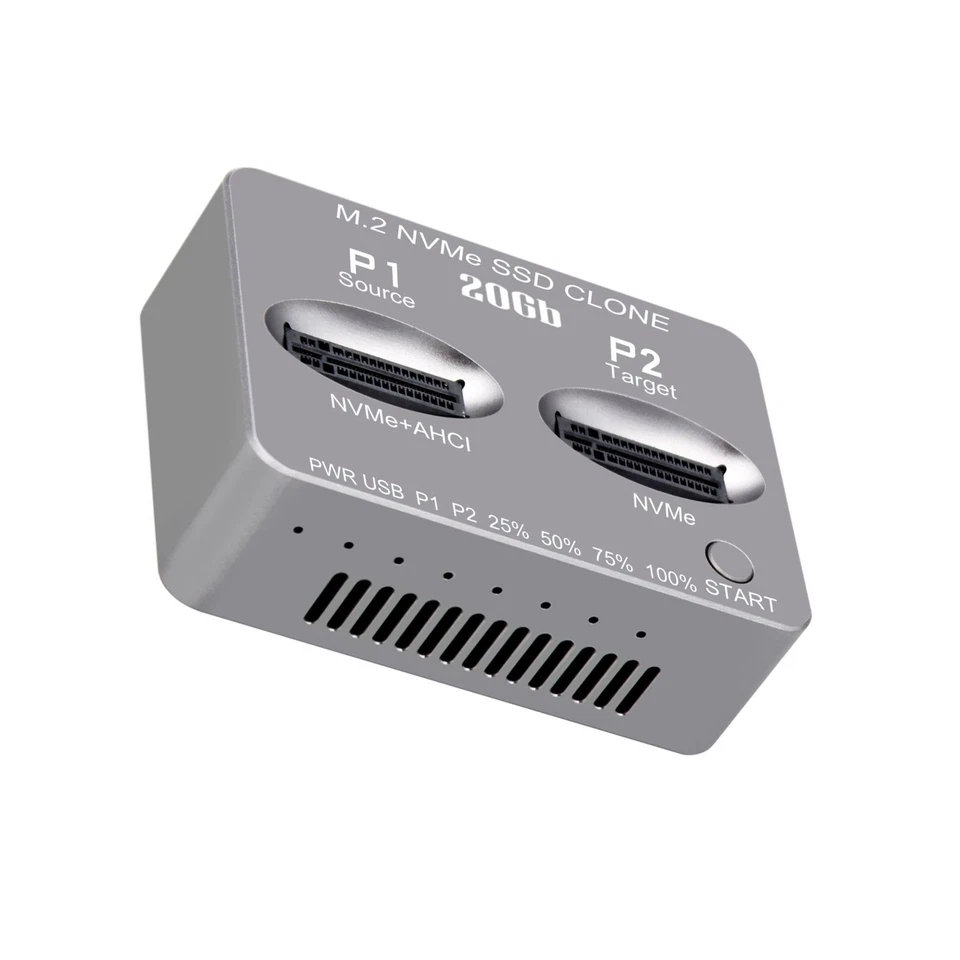 Dual-Bay M.2 NVME SSD Clone USB3.2 Type C NVME Docking Station M.2 SSD Enclosure - Image 2 of 4