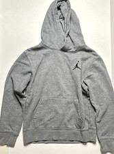Jordan Jumpman Boys Gray Pullover Hoodie Size M Cotton Blend Pockets