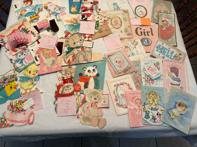 42  Vintage Greeting Cards 1961-62  New Baby Girl  1st Christmas,Easter,Birthday