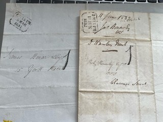 2 Edinburgh Pre Stamp Entires Handstruck 1