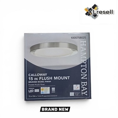 Hampton Bay  Calloway 15 in. Brushed Nickel Selectable LED Flush Mount Light