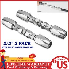 2x Hydraulic Hose Repair Kit - 1/2 ID 2-Wire Hose Reusable Field Repair Fittings