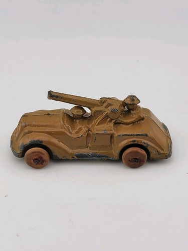 Rare Set Of 3 Antique 1930's Barclay Manoil Armored Cars & Anti-Tank Gun Cars. - Picture 10 of 19