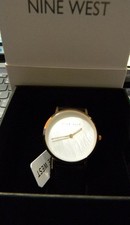 Ladies Nine West Felicity Watch: Black Band, Rose Gold Colored Bezel