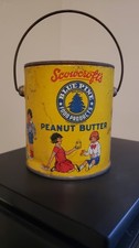 Rare Scowcrofts Peanut Butter Pail Original Handle Ogden Utah 1 Pound Blue Pine