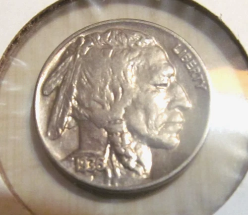 1936 BUFFALO NICKLE VERY RARE  ESTATE COIN MARKED  MS ON HOLDER