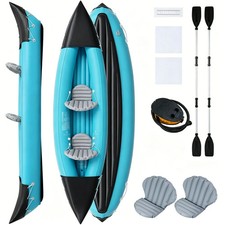 COSTWAY Heavy Duty Tandem Touring Kayak with Aluminum Paddles and Fin NO PUMP