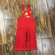 Vintage Disney Winnie The Pooh Embroidered Fishing Overalls Red Size 18m True V