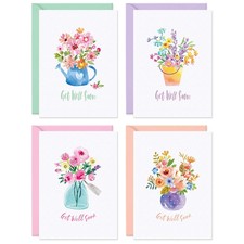 Bulk Get Well Cards With Envelopes, 24 Get Well Soon sheets Bundel. 300gsm Th...