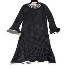 Michael Kors Black White Polka Dot Long Sleeve Ruffle Dress Women's Medium