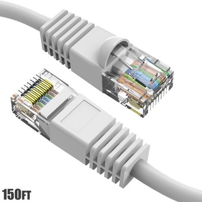 150FT Cat6 RJ45 Network LAN Ethernet UTP Snagless Patch Cable Pure Copper White