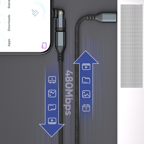 180Degree Rotatable USB C Adapter PD240W 5A Fast Charging 480Mbps Data Transfer - Picture 7 of 10