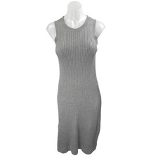 Banana Republic Gray Sleeveless Ribbed Knit Midi Tank Sweater Dress Size S