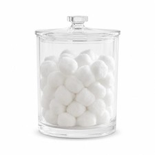 Clear Acrylic Apothecary Jar 60 Oz Shatterproof Bathroom Organizer Cotton Ball