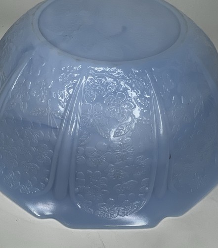 RARE! Jeannette Glass Cherry Blossom Delphite Blue Depression Handled Bowl-1930 - Picture 5 of 10