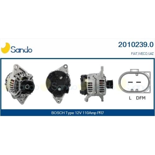 Alternateur Sando 2010239.0 d'origine italienne, fiabilité supérieure pour moteurs Fiat Iveco