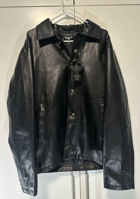 Reportage RGA Black Leather Button Jacket Blazer Italy Style Men's XL NWT