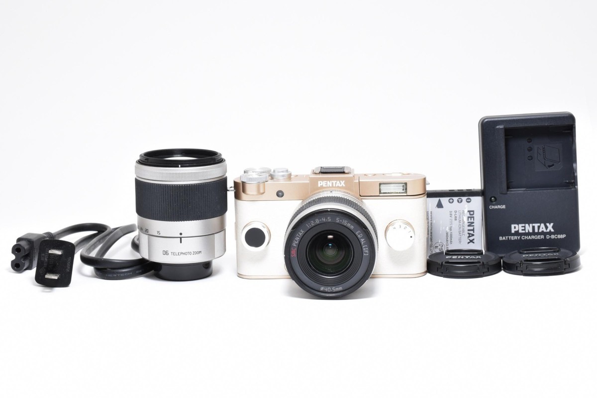 PENTAX Q-S1 Digital Camera White $ Gold [ST 4325] & 2 Lenses From