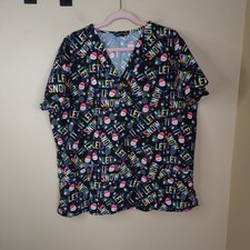 Cassandra O Let It Snow Christmas Scrub Top Size 2X