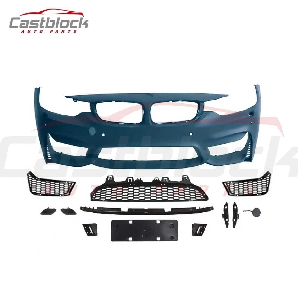 M4 风格前保险杠盖带 PDC 孔适用于宝马 4 系列 F32 F33 F36 2014-2019 — 第 2/4 张图片