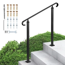 VEVOR Handrails for Outdoor Steps Carbon Steel Transitional Handrail 2-3 Step