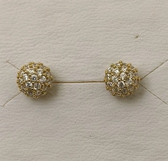 Pendientes oro 18k 750 Mls. Bola De Circonitas 6 MM.