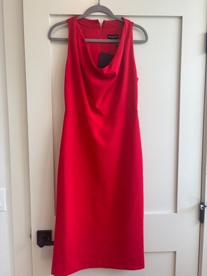 HALSTON NWT Red Dress Cowl Neck Sleeveless Size 4 