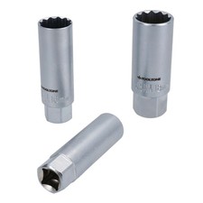 Metric Thin Walled Spark Plug Sockets 14mm 16mm  18mm 12 Point Bi-hex 3pc