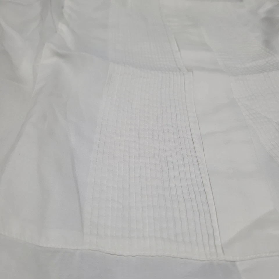 Brioni Italy Vintage Ribbed Smoking White Cotton Button Shirt Mens SIze S Luxury - Image 3 of 4