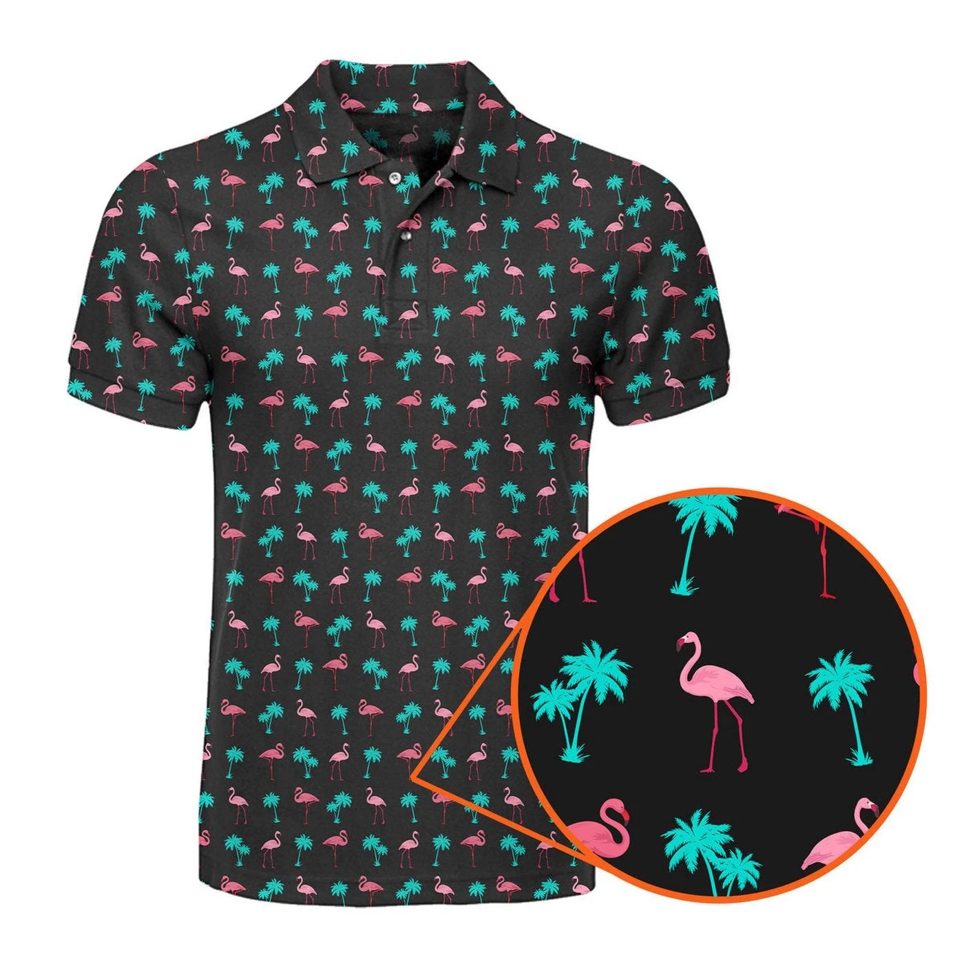 Flamingo Golf Polo Shirt for Men