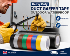 Heavy Duty Waterproof Duct Gaffer Tape Black 15mm x 10M Strong Adhesive Outdoor