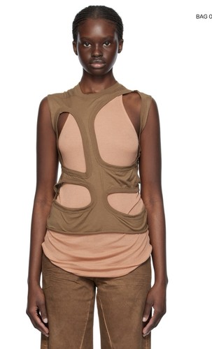 Rick Owens DRK SHDW Brown Cotton Jersey Membrane Tank - Size S